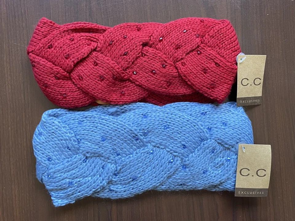 Juego de 2 diademas de moda exclusiva para mujer CC con detalles de cuentas Foto 1 de 4