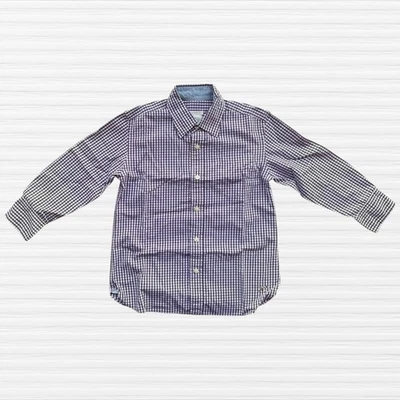 Camisa abotonada Crewcuts J Crew para niños púrpura blanca a cuadros manga larga talla M Foto 1 de 4