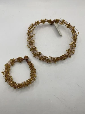 Collar y pulsera gargantilla trenzada cobre oro amarillo Mi' Linea ¿hechos a mano? Foto 1 de 4