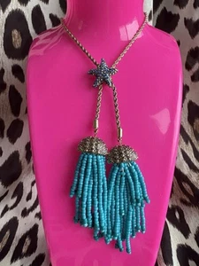 Betsey Johnson Glitzer Riff blau Seestern Qualle Quaste Lariat Halskette - Bild 1 von 8