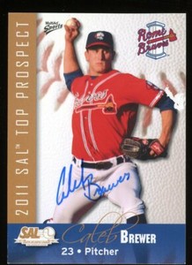 2011 Rome Braves CALEB BREWER Signed Card autograph AUTO FORTSON, GA