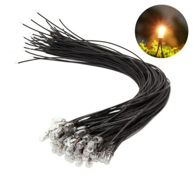 50pcs Clear 4mm 16V 70mA Mini Pre-Wired Grain of Wheat Bulbs Warm White - Image 1 of 4