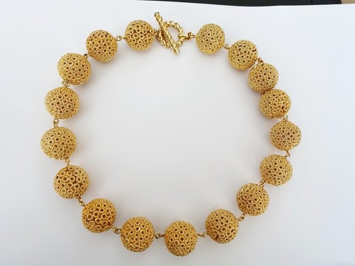 Collana Christian Dior collier placcata oro anni 70 vintage catenina sfere grandi