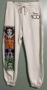 Disney 100 Celebrate Juniors L/11-13 Ivory Cream Pockets Joggers Sweatpants - Picture 1 of 7