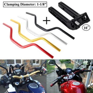 1 1/8″ Moto Style High Bend Handlebar 10″ Riser For Harley Super Glide Low Rider - Picture 1 of 16