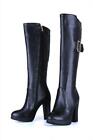 Chic Womens Punk High Chunky Heel Side Zip Buckles Knight Knee High Boots Shoes