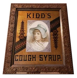 XRARE Kidd's Cough Syrup Antique Reverse Glass Sign Cure Fleming Bros Pittsburgh - Picture 1 of 11
