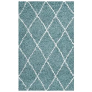 Modway Toryn 8' x 10' Diamond Lattice Shag Area Rug in Blue and Ivory - Picture 1 of 6