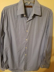 Perry Ellis Hombre Camisa Talla M Azul Rayas Manga Larga 28 L 24 En la parte delantera del pecho - Imagen 1 de 12