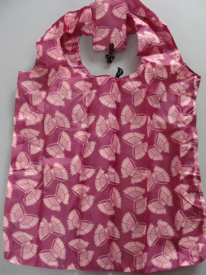 Bolso de compras de nailon ecológico con bolsas rosa mariposa Foto 1 de 1