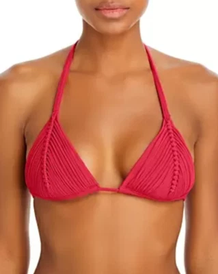 Top de bikini PilyQ L44939 rojo Ilsa triángulo para mujer talla mediana Foto 1 de 2