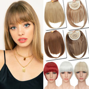 TOP Thick Neat Bangs Real as Human Hair Extensions Clip in on Fringe Hairpiece