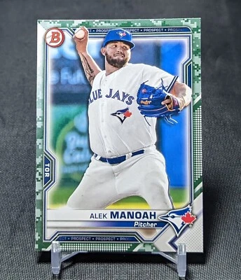 Alek Manoah Green Camo Prospect Rookie Card 2021 Bowman #BP-27 Toronto Blue Jays - Image 1 of 2