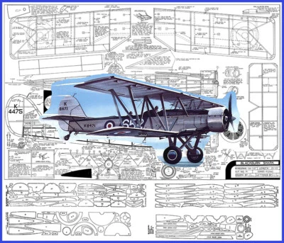 Comet Model Airplane Plans (FF): Blackburn Shark 34½" Scale Rubber-Powered - Image 1 of 2