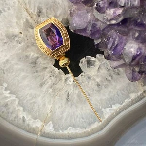 14K Yellow Gold 1963 Immaculate Collage Amethyst Pin Collectible Item - Picture 1 of 10
