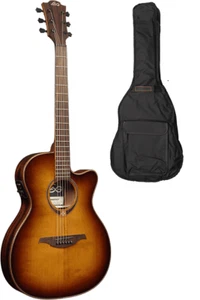 GUITARE ELECTRO SLIM AUDITORIUM PAN COUPE LAG TRAMONTANE T118ASCE-BRS + HOUSSE - Picture 1 of 6