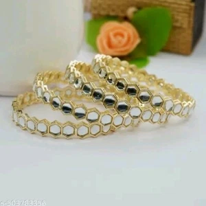 Conjunto de brazaletes étnicos indios Bollywood chapados en oro joyería de moda - Imagen 1 de 3