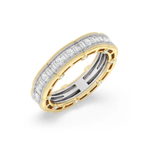 18K Gold Diamond Eternity Band Lab Grown Multi Tone 1 Ct Round 4.3 MM 5 6 7 8 - Picture 1 of 9