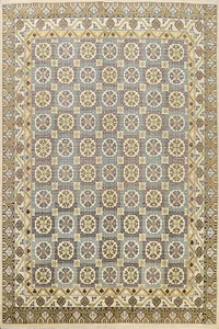 8'x10' Vegetable Dye Geometric Khotan Oriental Area Rug Hand-knotted Wool Carpet - Picture 1 of 20