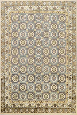 8'x10' Vegetable Dye Geometric Khotan Oriental Area Rug Hand-knotted Wool Carpet - Image 1 of 4