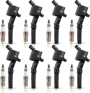 8 Platinum Spark Plugs & Coils for Mercury Lincoln 4.6L V8 FD503 SP493 - Picture 1 of 6