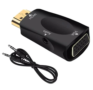 for PC Monitor - VGA to HDMI Cable Adapter Converter Male To Female 3.5mm Audio - Picture 1 of 4