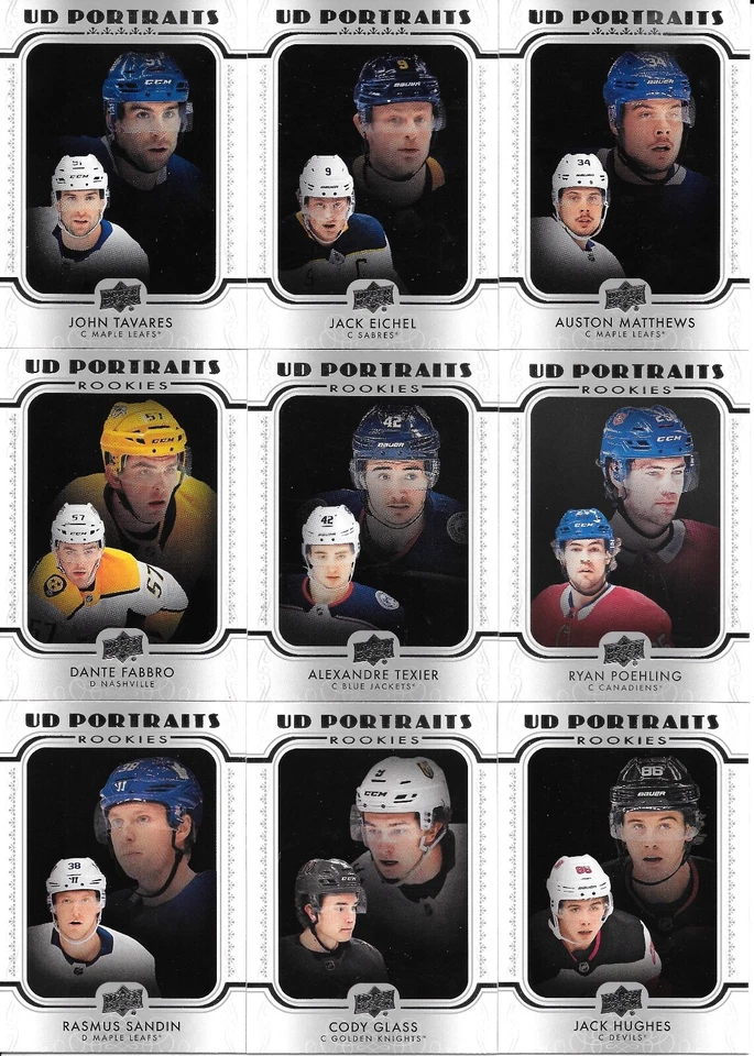 U PICK EM LOT 2019-20 19-20 Upper Deck UD Portraits RC insert card set #P1-P100 - Image 1 of 1