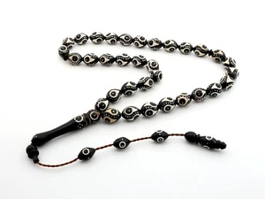 Tibet silver inlay decorated Kuka tree 33 Islamic Prayer Beads Tesbih 201226 - Picture 1 of 6