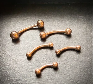1pc Rose Gold Plated Surgical Steel Ball Style Curved Barbell / Eyebrow Ring - Picture 1 of 5