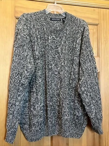 Structure Sweater, Gray Cream Marbled, Woven Cable, Men Sz XL, Vintage, Nice! - Picture 1 of 12