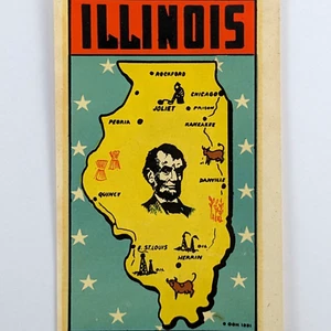 Vintage Window Transfer Decal Illinois Abraham Lincoln 1951 Ozark Gift House - Picture 1 of 5