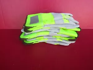 WORK GLOVES BULLSHARK Small Reflective Yellow Safety 5 Pair NEW PPE Brown Trim - Picture 1 of 2