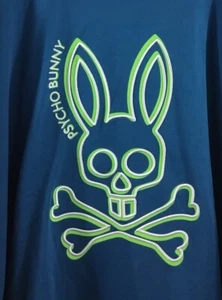 Psycho Bunny Sweatshirt Herren 5XL Gresham bestickt Häschen Pullover ägäisblau - Bild 1 von 8