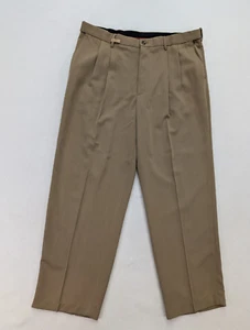 IZOD Men's Dress Pants Size 40x32 Beige Pleated Front - Picture 1 of 22