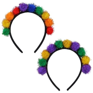 Mardi Gras Headband with Bright Colorful Charm in Multicolor Option 5PCS - Picture 1 of 10