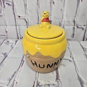 Tarro de galletas Hunny Winnie the Pooh de Disney bote grande con tapa de abeja amarillo blanco - Imagen 1 de 7