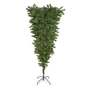 Árbol de Navidad artificial Northlight 5,5' x 38" al revés abeto luces transparentes - Imagen 1 de 3