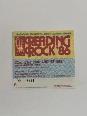 Hawkwind Jethro Tull Ticket Original Reading Rock Festival 24th August 1986 - Image 1 of 4