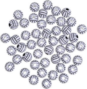 50 Stck. Volleyball Perlen, 12 mm Volleyball Charms für Armbänder, Sport Perlen für N - Bild 1 von 12