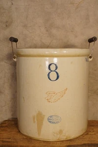 Antique 1915 Redwing 8 Gallon Stoneware Crock Wooden Handles Nice! - Picture 1 of 12