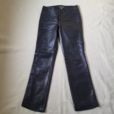 Pantalones de cuero negros Banana Republic para mujer talla 2 forrados pierna recta suaves... Foto 1 de 4