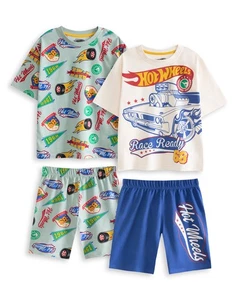 Hot Wheels Retro Badges Multi-Pack of 2 Short Sleeve Short Leg Pyjama Set Boys - Picture 1 of 9