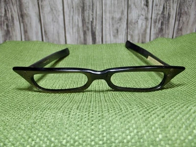 Vintage France Half Cats Eye Glasses Frames Only Retro MCM Black w/Bronze Luster - Image 1 of 4