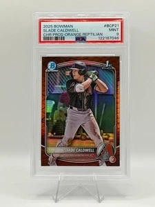 Bowman Slade Caldwell 2025 primer refractor reptiliano cromo naranja/25 PSA 9 - Imagen 1 de 2