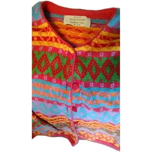 United Colors Of BENETTON Cardigan 100% Cotton Made In Italy L 19.5" W 20" Sz ML - Foto 1 di 17