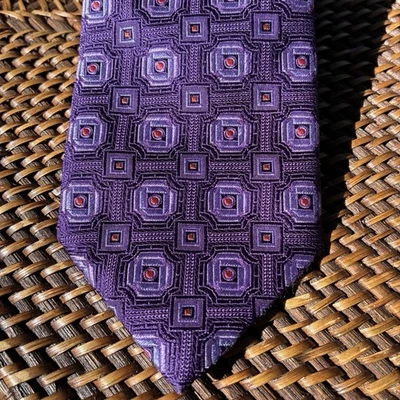 "Corbata de vestir para hombre DAVID DONAHUE hecha a mano en EE. UU. 100 % seda geométrica 3,25""" Foto 1 de 4