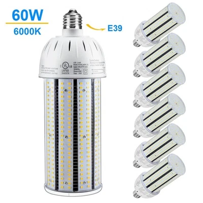 6 Pack 60W LED Corn Light Bulb Home Ceiling Fan Lamp 6000K E39 Large Mogul Base - Image 1 of 4