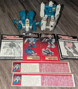 Vintage 1980's G1 Transformers Takara Jumpstarters TopSpin & TwinTwist & Manuals - Picture 1 of 21