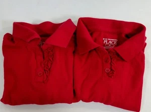 The Childrens Place Red Long Sleeve Polo Shirts 4T Set Of 2 Cotton Blend - Picture 1 of 5