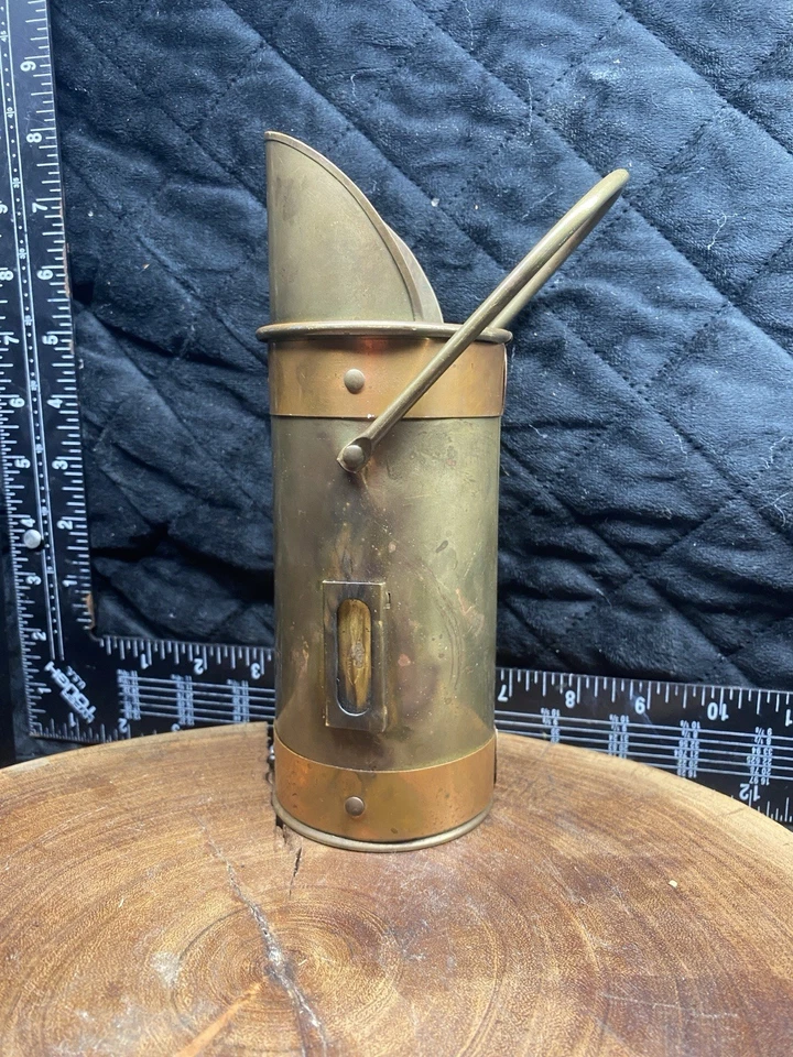 Chimenea de cobre y latón vintage soporte de fósforo decoración de metal cuchara de ceniza Foto 1 de 4